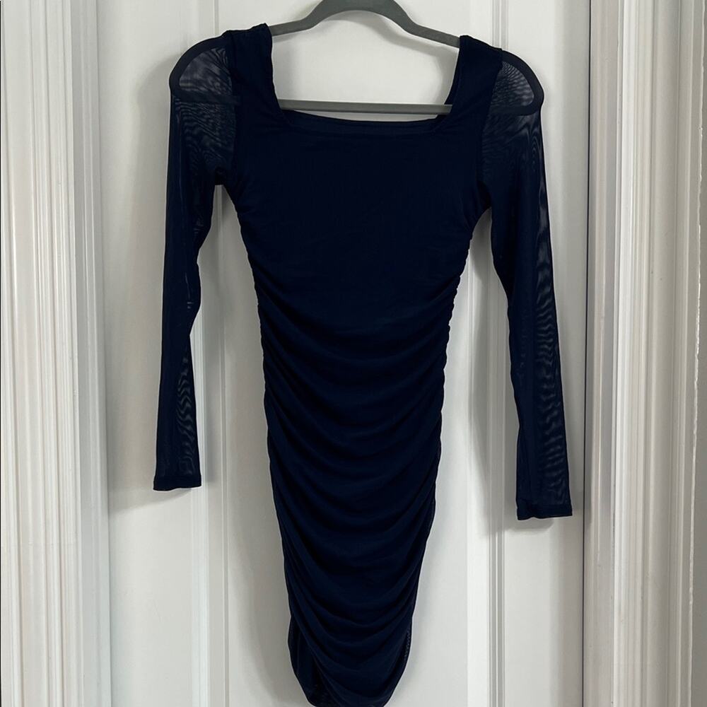 Elegant Navy Ruched Kids Dress